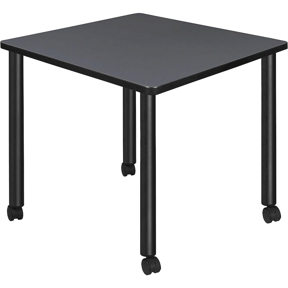 Kee 30" Square Mobile Breakroom Table- Grey/ Black. Picture 1