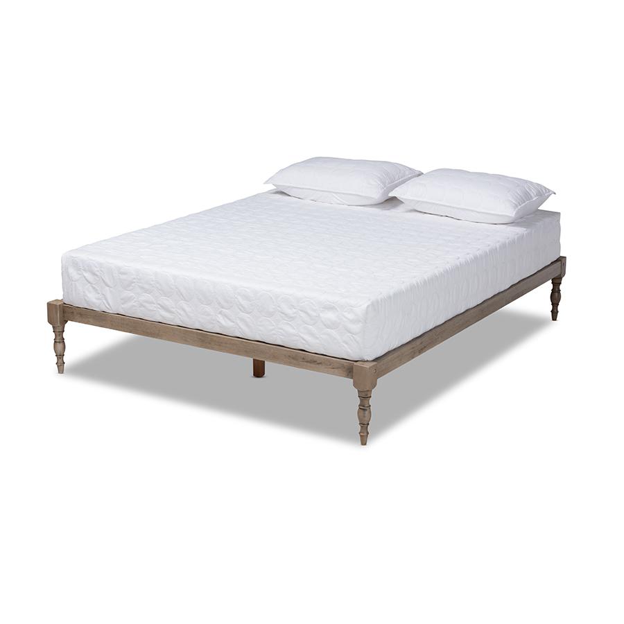 Baxton Studio Iseline Modern and Contemporary Antique Grey Finished Wood Full Size Platform Bed Frame. Picture 1