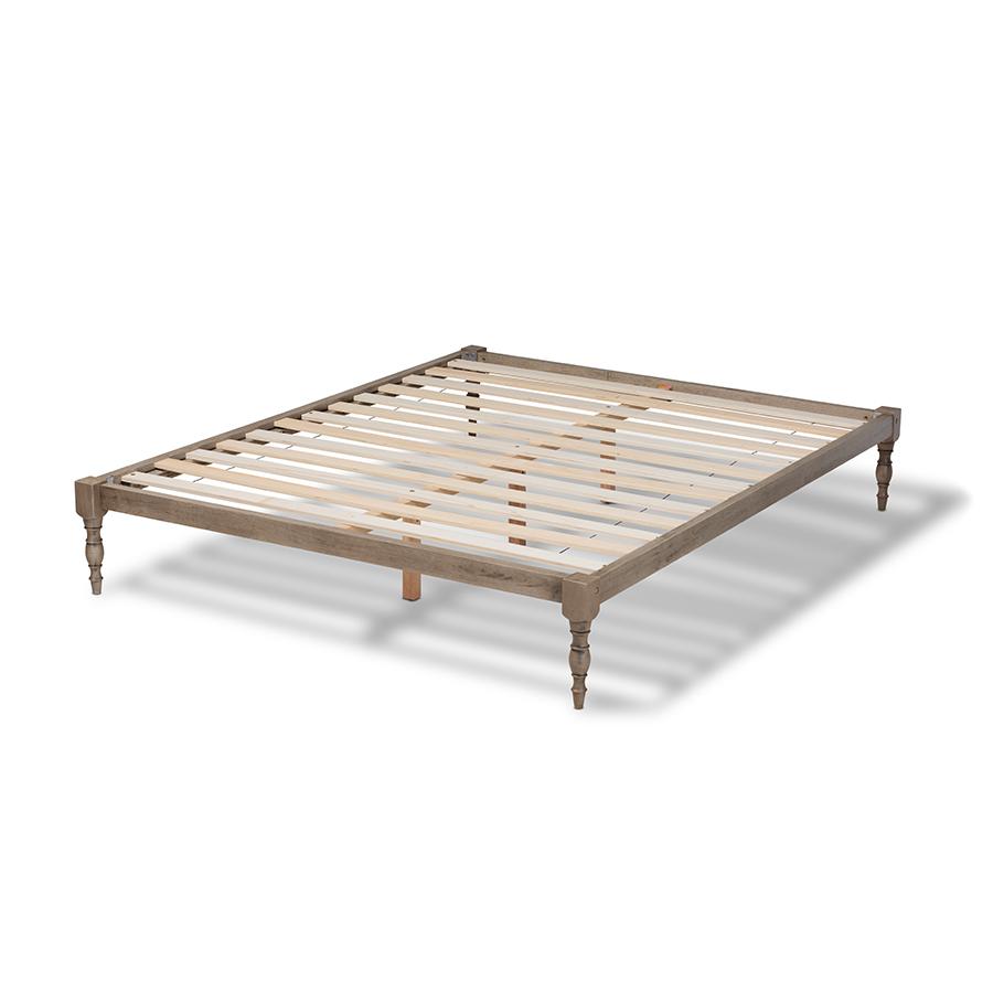 Baxton Studio Iseline Modern and Contemporary Antique Grey Finished Wood Full Size Platform Bed Frame. Picture 4