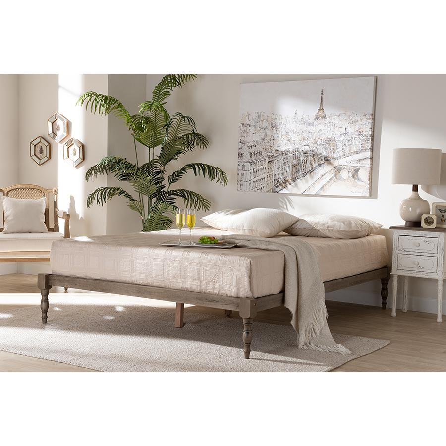 Baxton Studio Iseline Modern and Contemporary Antique Grey Finished Wood Full Size Platform Bed Frame. Picture 2