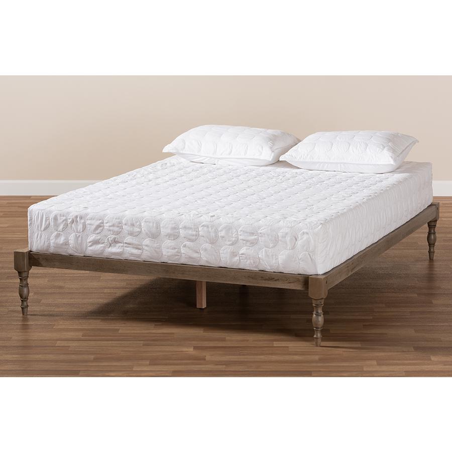 Baxton Studio Iseline Modern and Contemporary Antique Grey Finished Wood Full Size Platform Bed Frame. Picture 7