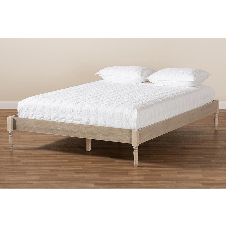 Baxton Studio Colette French Bohemian Antique White Oak Finished Wood Full Size Platform Bed Frame. Picture 6