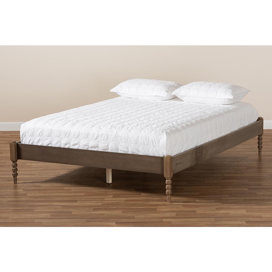 Baxton Studio Cielle French Bohemian Weathered Grey Oak Finished Wood Full Size Platform Bed Frame. Picture 6