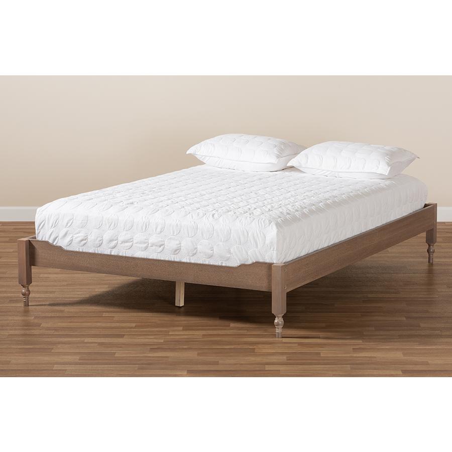 Baxton Studio Laure French Bohemian Antique Oak Finished Wood Full Size Platform Bed Frame. Picture 6