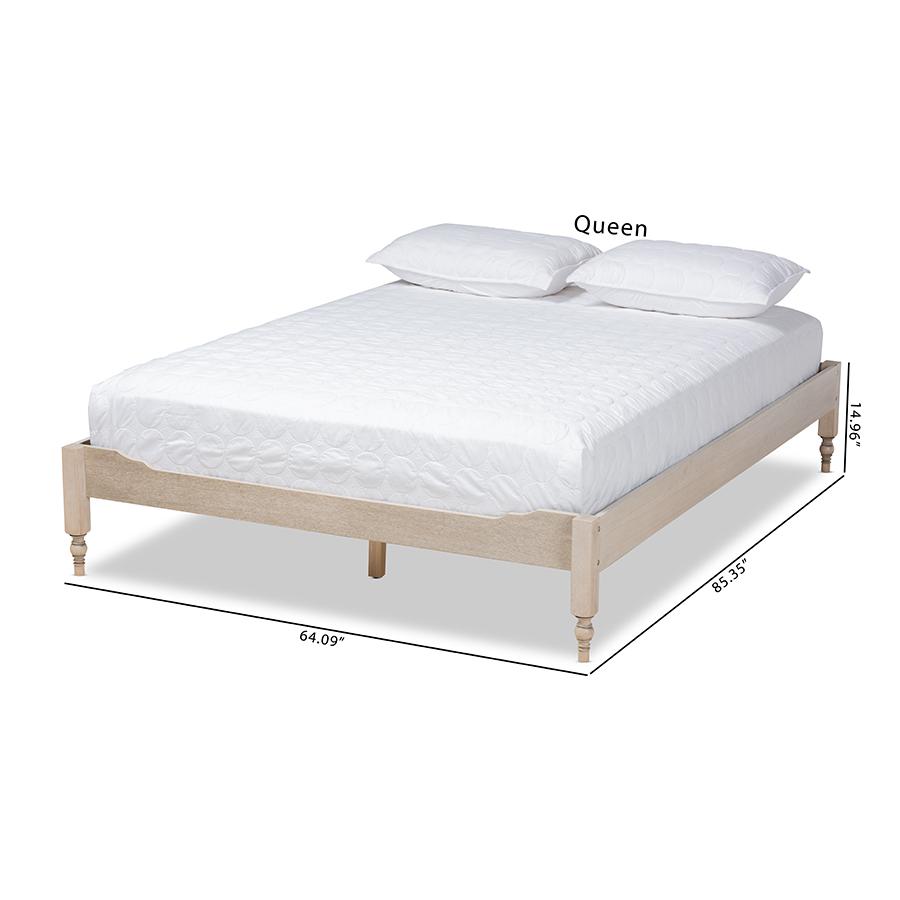 Baxton Studio Laure French Bohemian Antique White Oak Finished Wood Full Size Platform Bed Frame. Picture 8