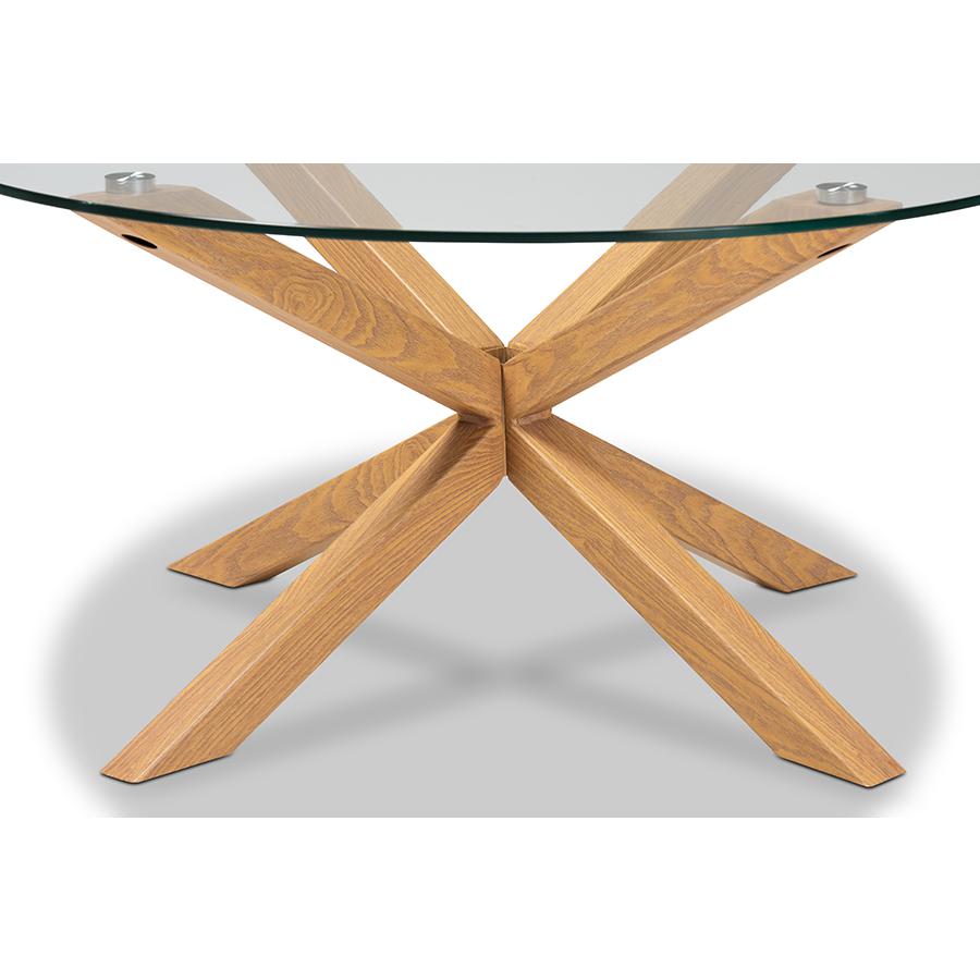 Baxton Studio Lida Modern and Contemporary Glass and Wood Finished Coffee Table. Picture 3