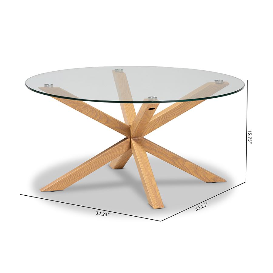 Baxton Studio Lida Modern and Contemporary Glass and Wood Finished Coffee Table. Picture 7