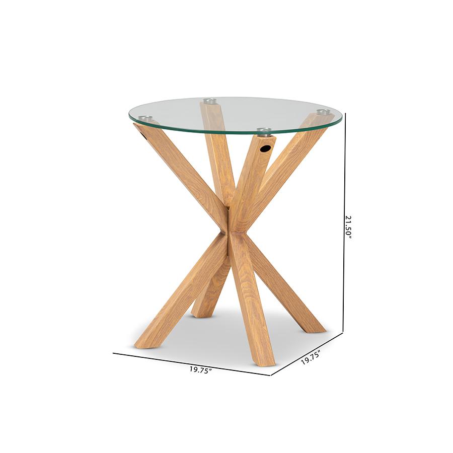 Baxton Studio Lida Modern and Contemporary Glass and Wood Finished End Table. Picture 6
