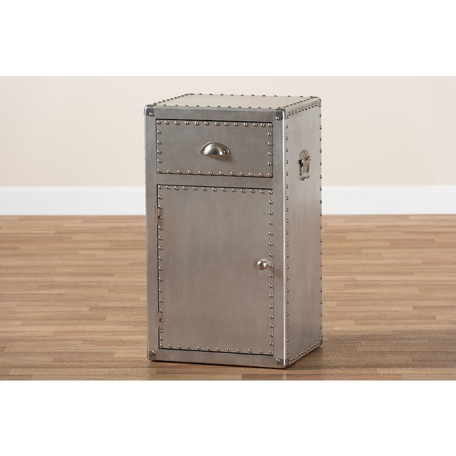Baxton Studio Serge French Industrial Silver Metal 1-Door Accent Storage Cabinet. Picture 11