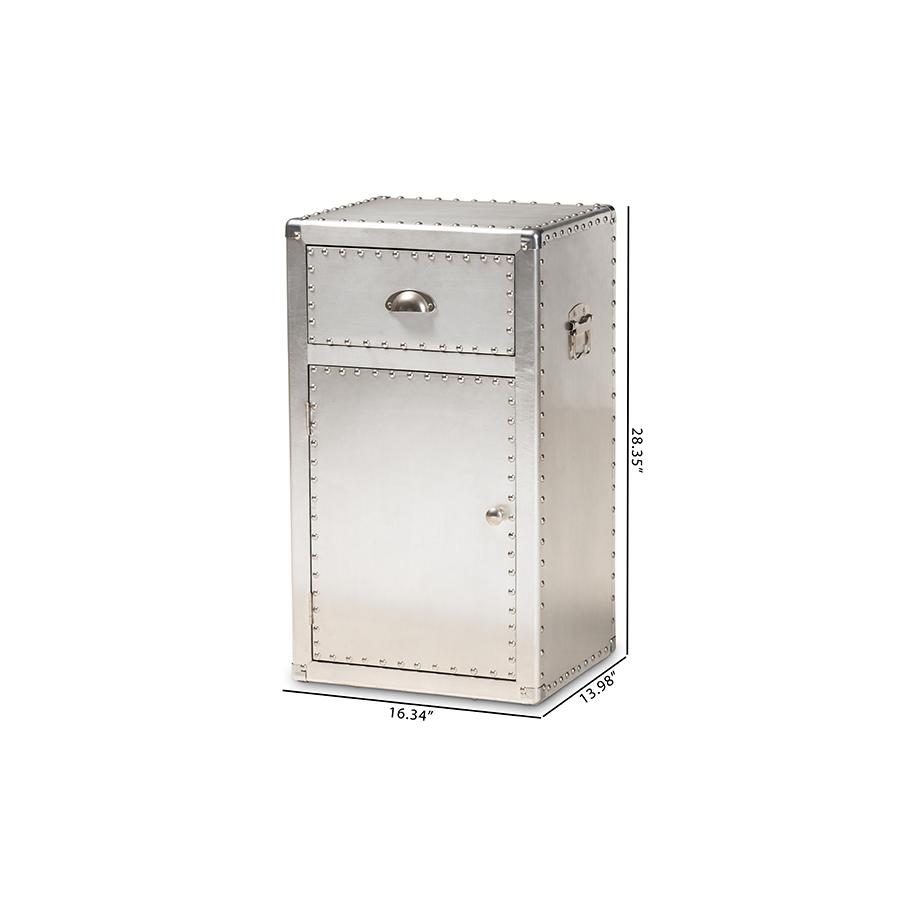 Baxton Studio Serge French Industrial Silver Metal 1-Door Accent Storage Cabinet. Picture 12