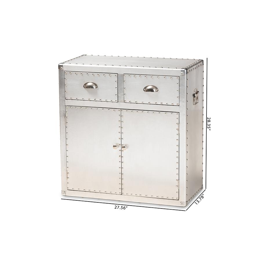 Baxton Studio Serge French Industrial Silver Metal 2-Door Accent Storage Cabinet. Picture 10