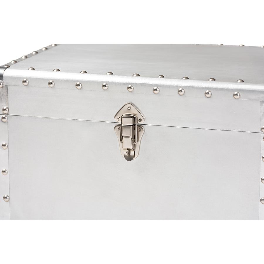 Baxton Studio Serge French Industrial Silver Metal 2-Drawer Accent Storage Chest. Picture 7