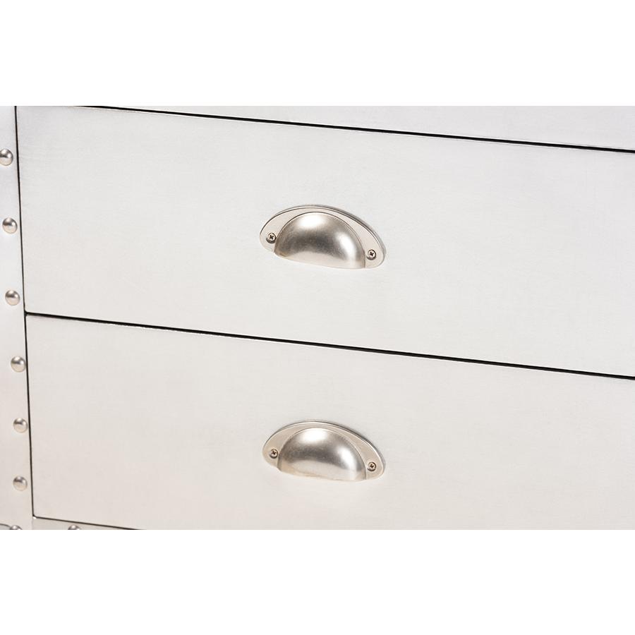 Baxton Studio Serge French Industrial Silver Metal 2-Drawer Accent Storage Chest. Picture 8