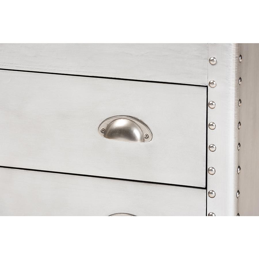 Baxton Studio Serge French Industrial Silver Metal 3-Drawer Accent Storage Chest. Picture 8