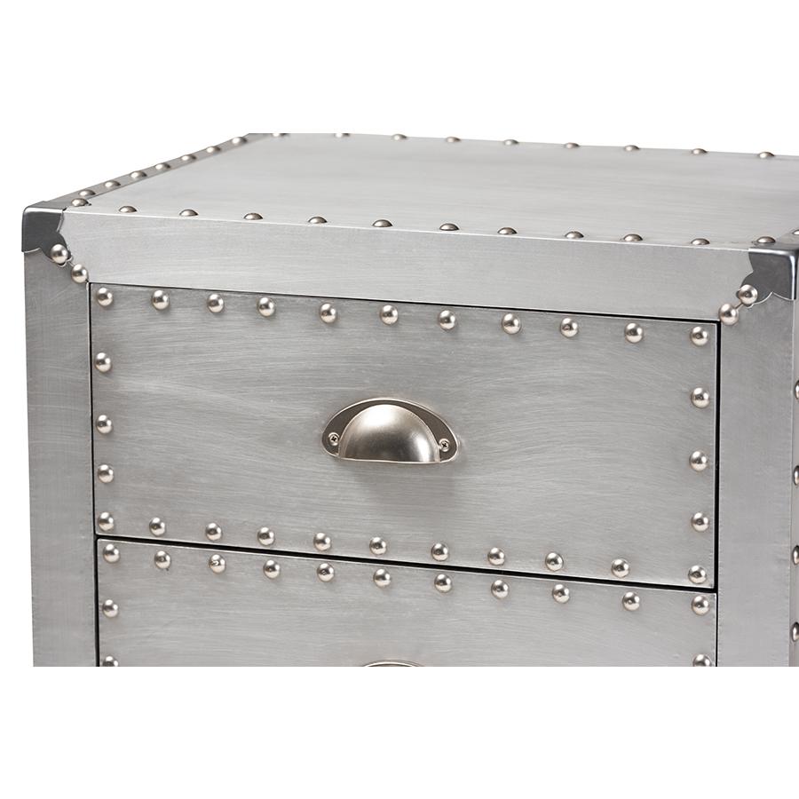 Baxton Studio Carel French Industrial Silver Metal 5-Drawer Accent Chest 