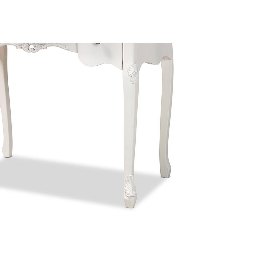 Sophie Classic Traditional French Country White and Brown Finished Small 3-Drawer Wood Console Table. Picture 6