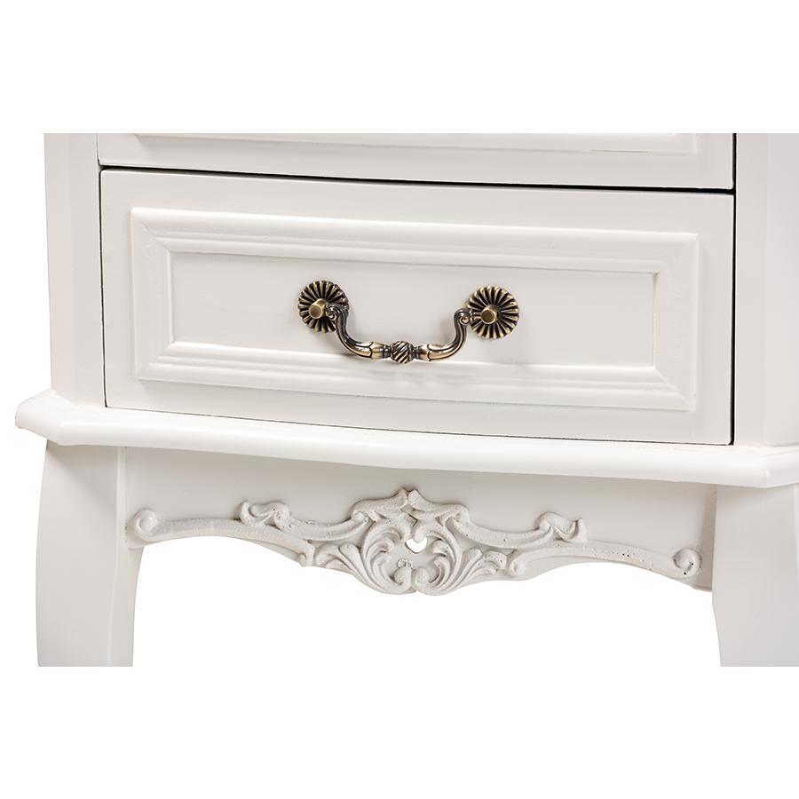 Gabrielle Traditional French Country Provincial White-Finished 2-Drawer Wood Nightstand. Picture 5
