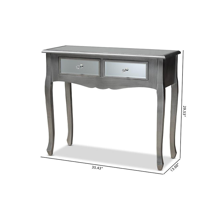 Mirrored Glass 2-Drawer Console Table. Picture 8