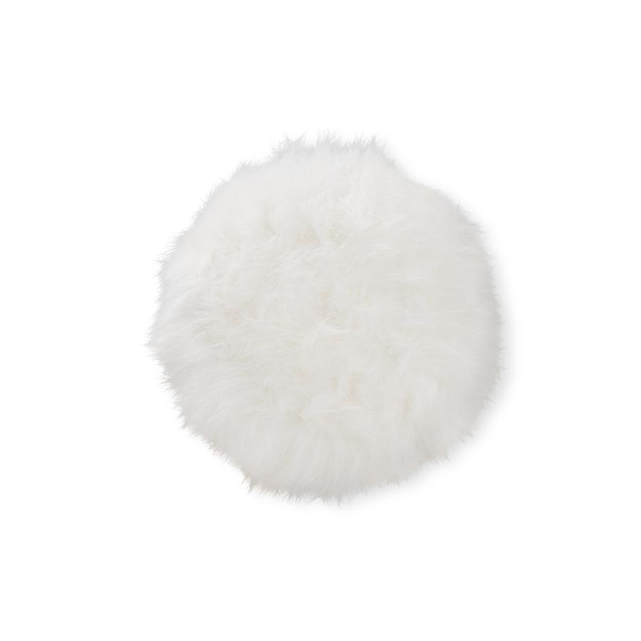Leonie Glam and Luxe White Faux Fur Upholstered Gold Finished Metal Ottoman. Picture 2