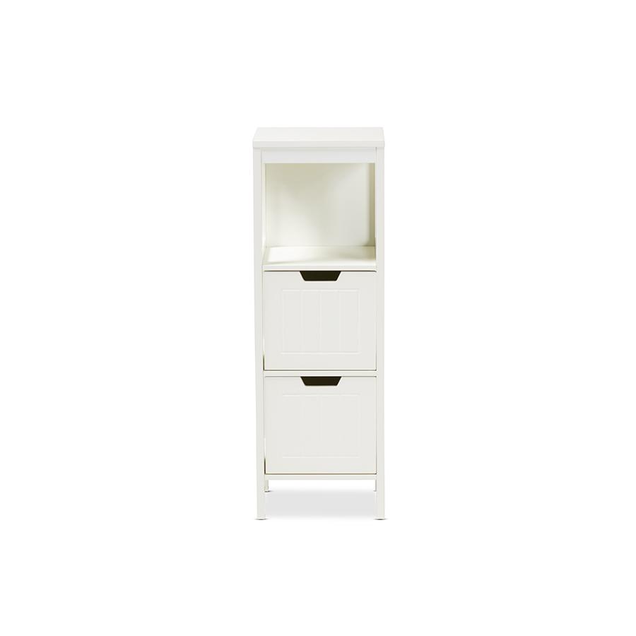 Reuben Cottage and Farmhouse White Finished 2-Drawer Wood Storage Cabinet. Picture 3
