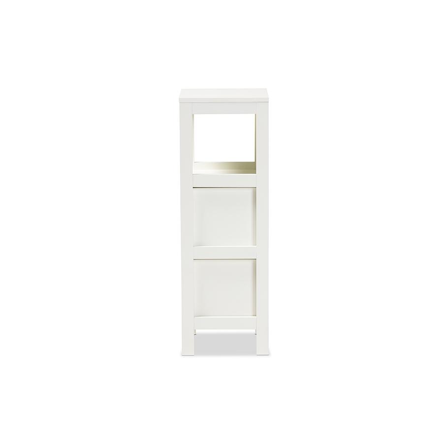 Reuben Cottage and Farmhouse White Finished 2-Drawer Wood Storage Cabinet. Picture 4