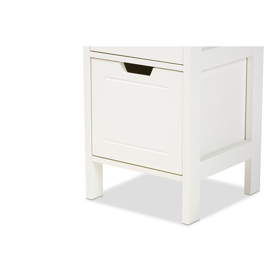 Reuben Cottage and Farmhouse White Finished 2-Drawer Wood Storage Cabinet. Picture 5