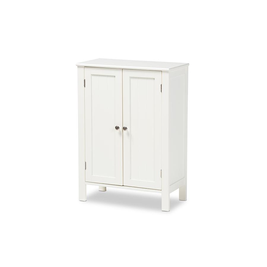Farmhouse White Finished 2-door Wood Multipurpose Storage Cabinet. Picture 1