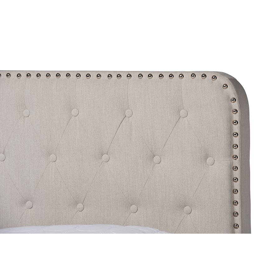Annalisa Modern Transitional Beige Fabric Upholstered Button Tufted Full Size Panel Bed. Picture 4