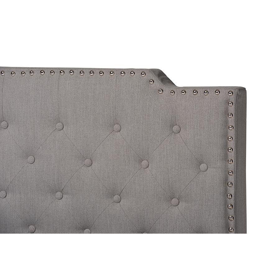 Transitional Grey Fabric Upholstered Button Tufted Full Size Panel Bed. Picture 4