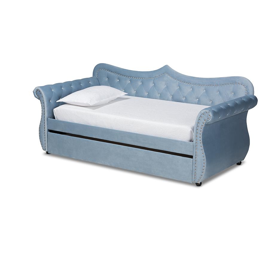 Crystal Tufted Twin Size Daybed with Trundle. Picture 1