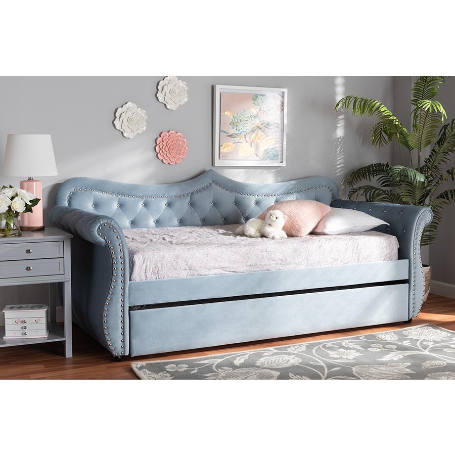 Crystal Tufted Twin Size Daybed with Trundle. Picture 9
