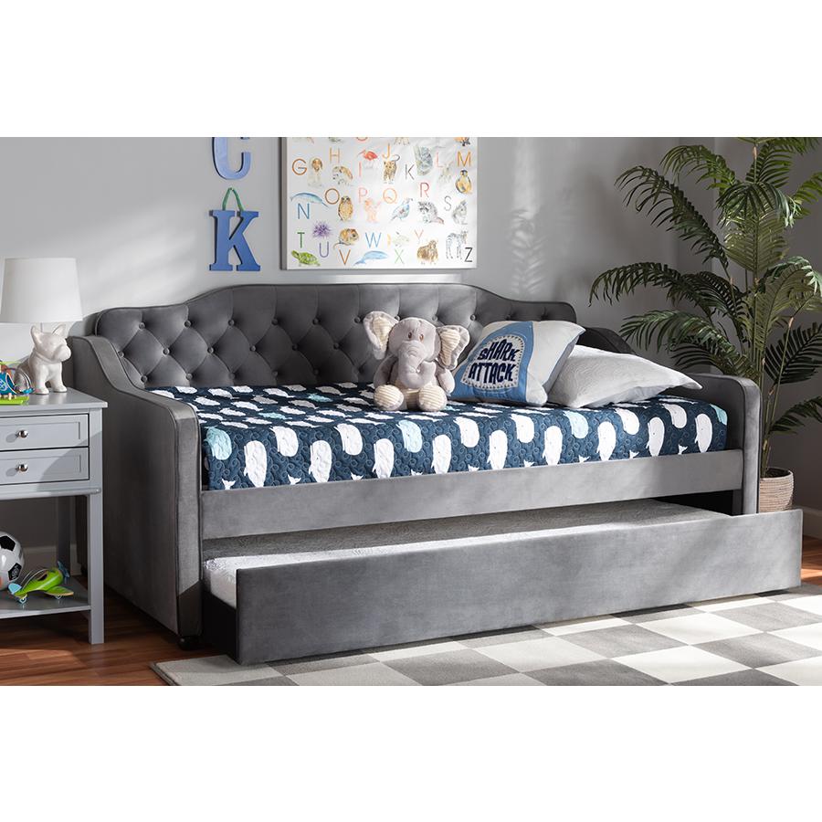 Button Tufted Twin Size Daybed with Trundle. Picture 9