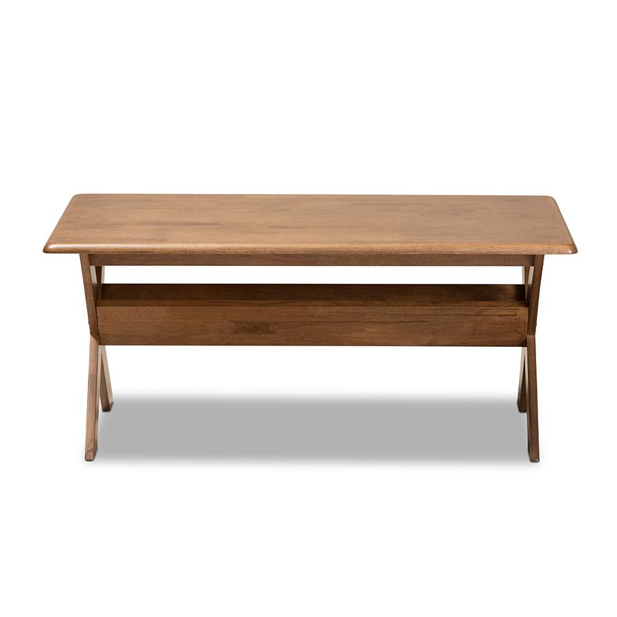 Sarai Modern Transitional Walnut Brown Finished Rectangular Wood Coffee Table. Picture 2