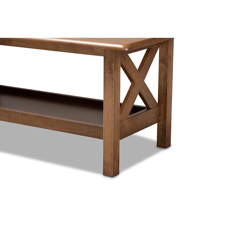 Reese Traditional Transitional Walnut Brown Finished Rectangular Wood Coffee Table. Picture 5