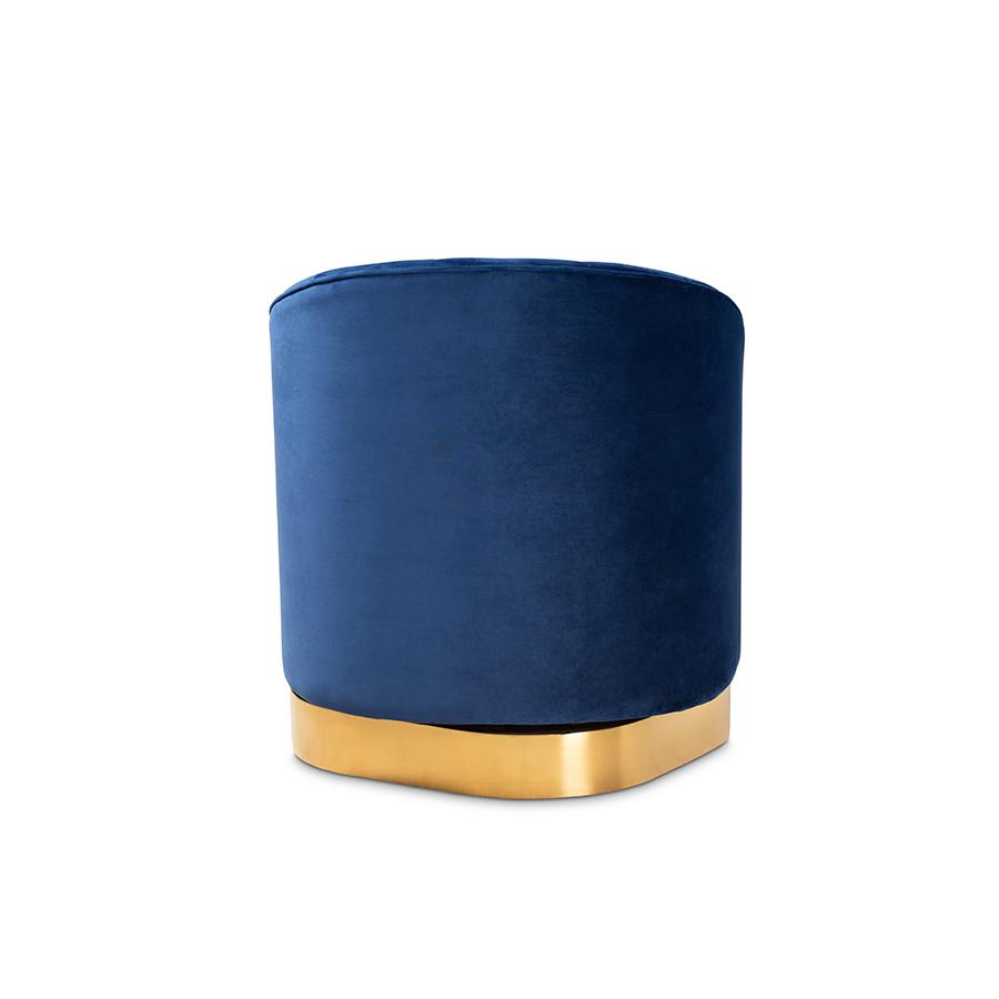 Baxton Studio Fiore Glam and Luxe Royal Blue Velvet Fabric Upholstered Brushed Gold Finished Swivel Accent Chair. Picture 4