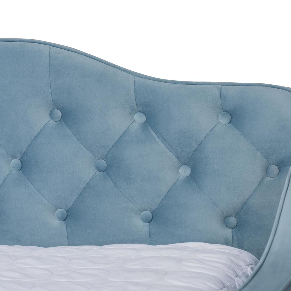 Baxton Studio Freda Transitional and Contemporary Grey Velvet Fabric Upholstered and Button Tufted Queen Size Daybed. Picture 4