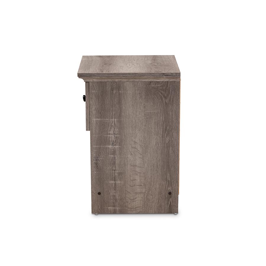 Dara Traditional Transitional Grey Brown Oak Finished 1-Drawer Wood Nightstand. Picture 4