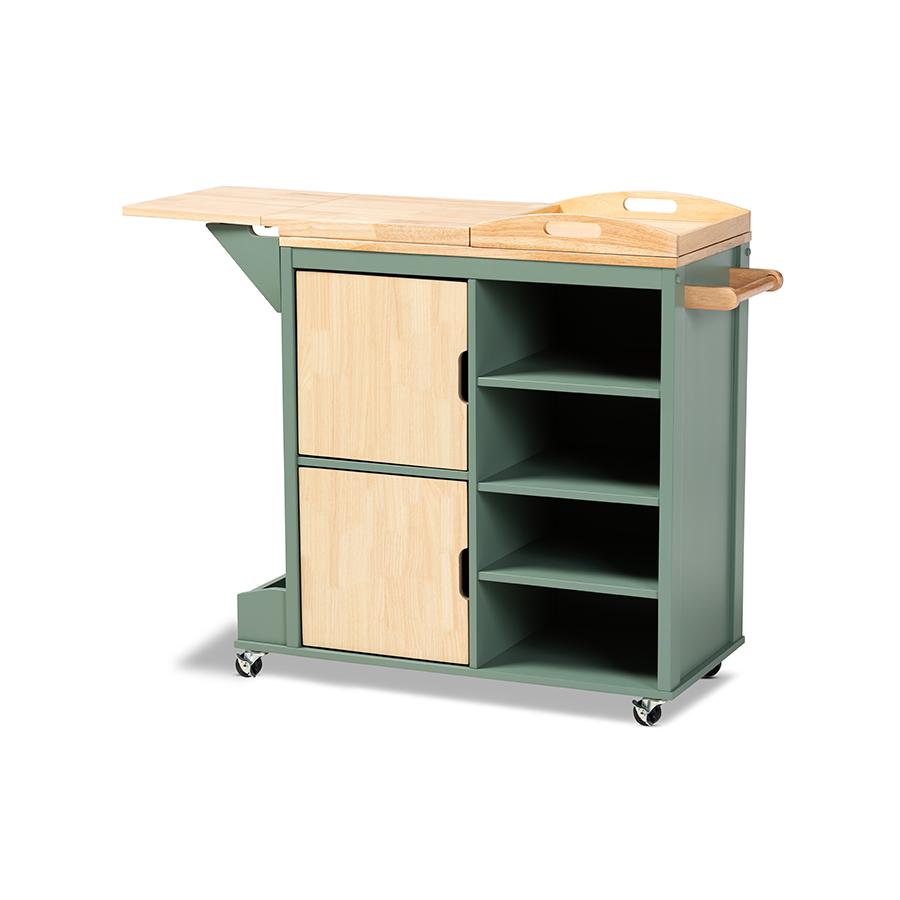 Natural Wood Kitchen Storage Cart. Picture 1