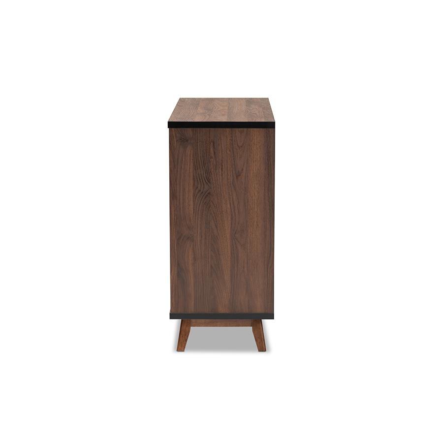 Two-Tone Walnut Brown and Black Finished Wood Wine Storage Cabinet. Picture 4