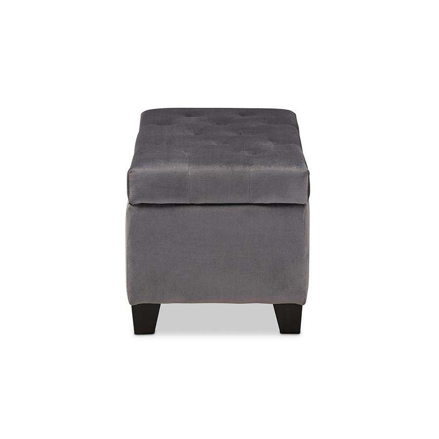Michaela Modern and Contemporary Grey Velvet Fabric Upholstered Storage Ottoman. Picture 4