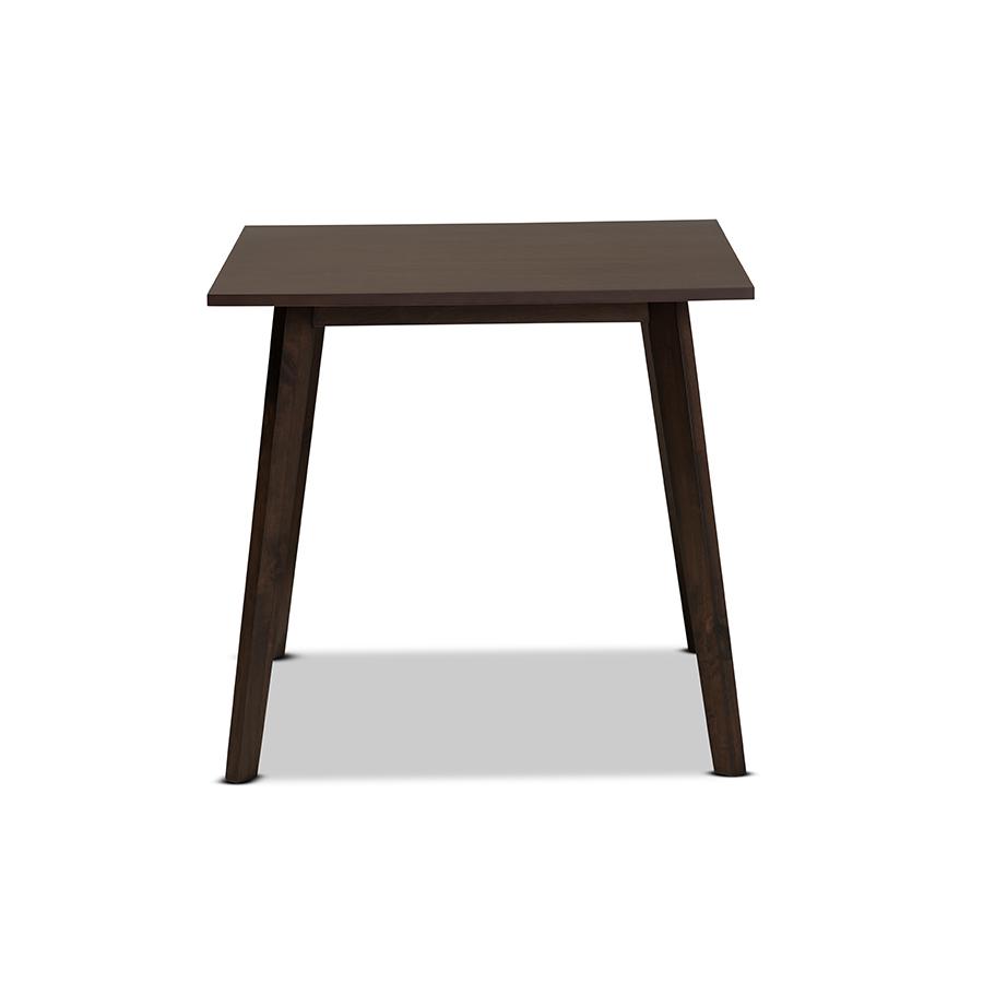 Britte Mid-Century Modern Dark Oak Brown Finished Square Wood Dining Table. Picture 2