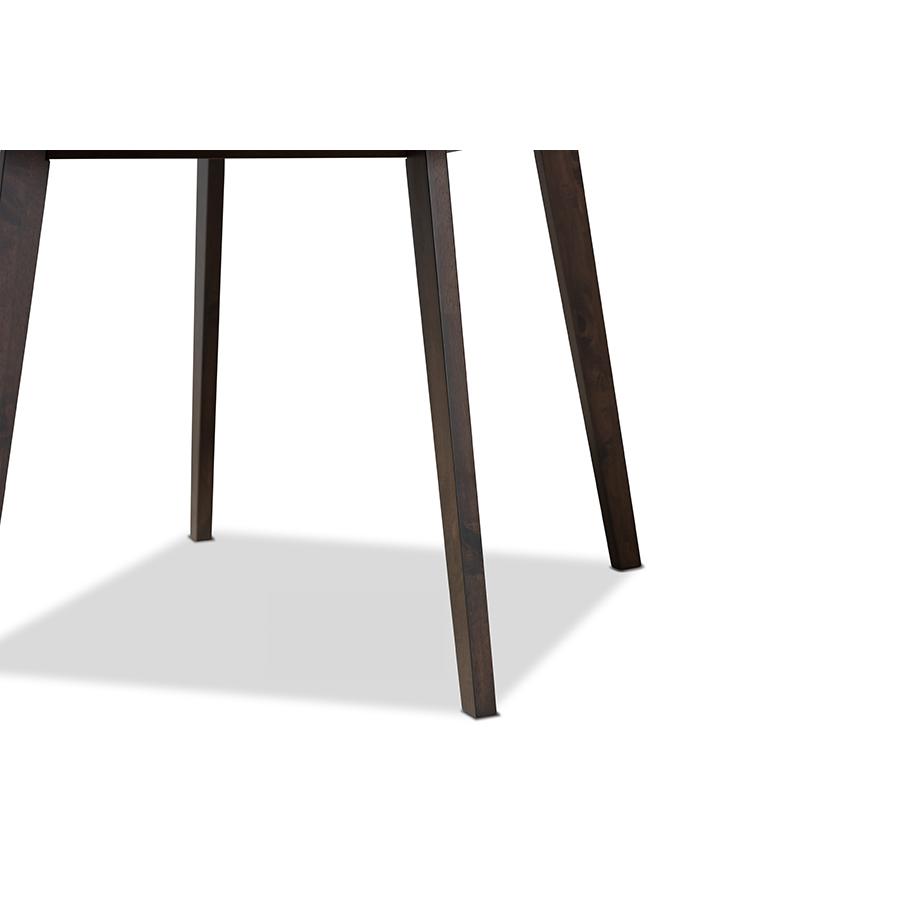 Britte Mid-Century Modern Dark Oak Brown Finished Square Wood Dining Table. Picture 4