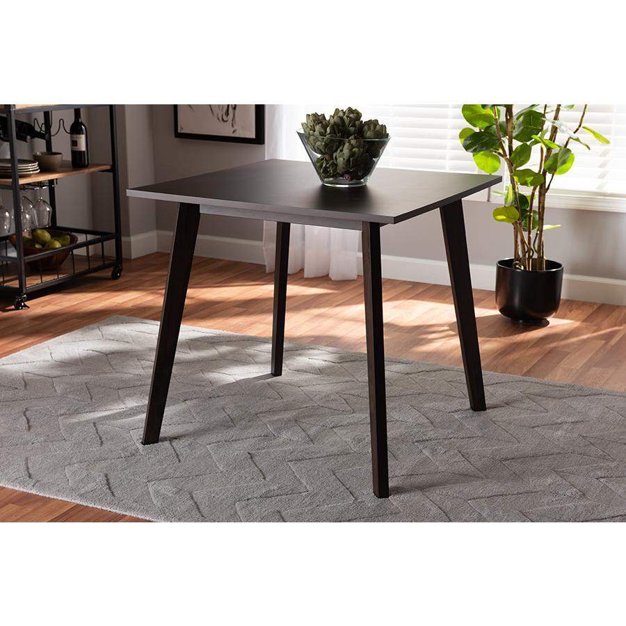 Baxton Studio Britte Mid-Century Modern Dark Oak Brown Finished Square Wood Dining Table. Picture 5