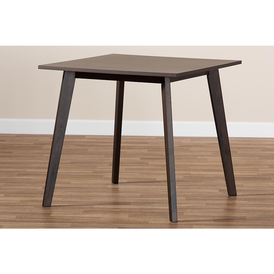 Baxton Studio Britte Mid-Century Modern Dark Oak Brown Finished Square Wood Dining Table. Picture 6