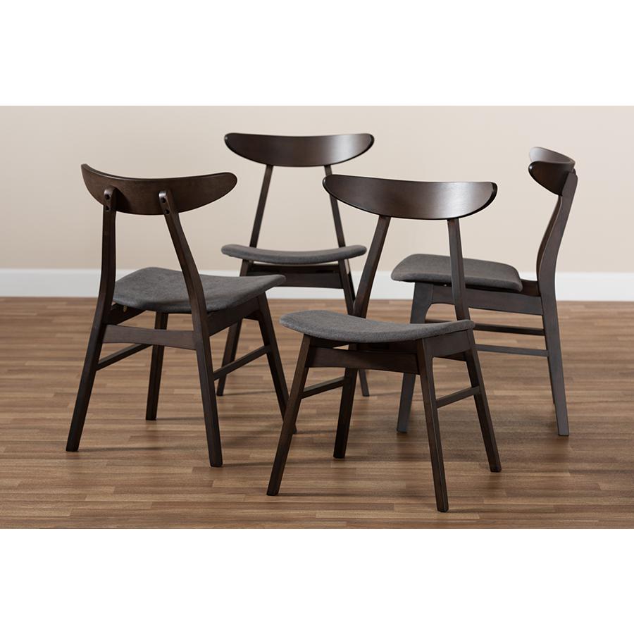 Dark Oak Brown Finished 4-Piece Wood Dining Chair Set Set. Picture 4
