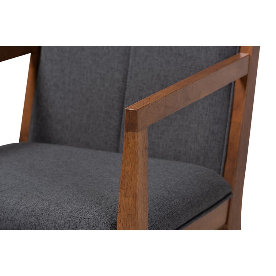 Baxton Studio Theresa Dark Grey and Walnut Effect 2-Piece Chair Set. Picture 5