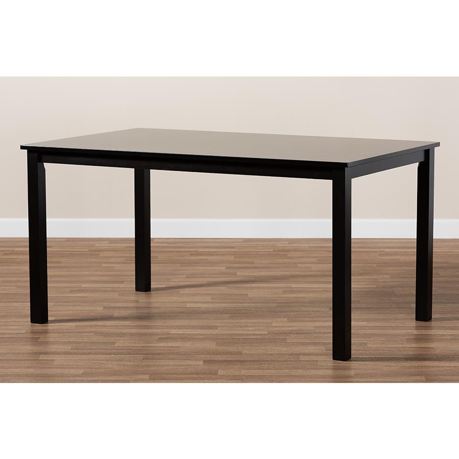 Eveline Modern and Contemporary Espresso Brown Finished Rectangular Wood Dining Table. Picture 5