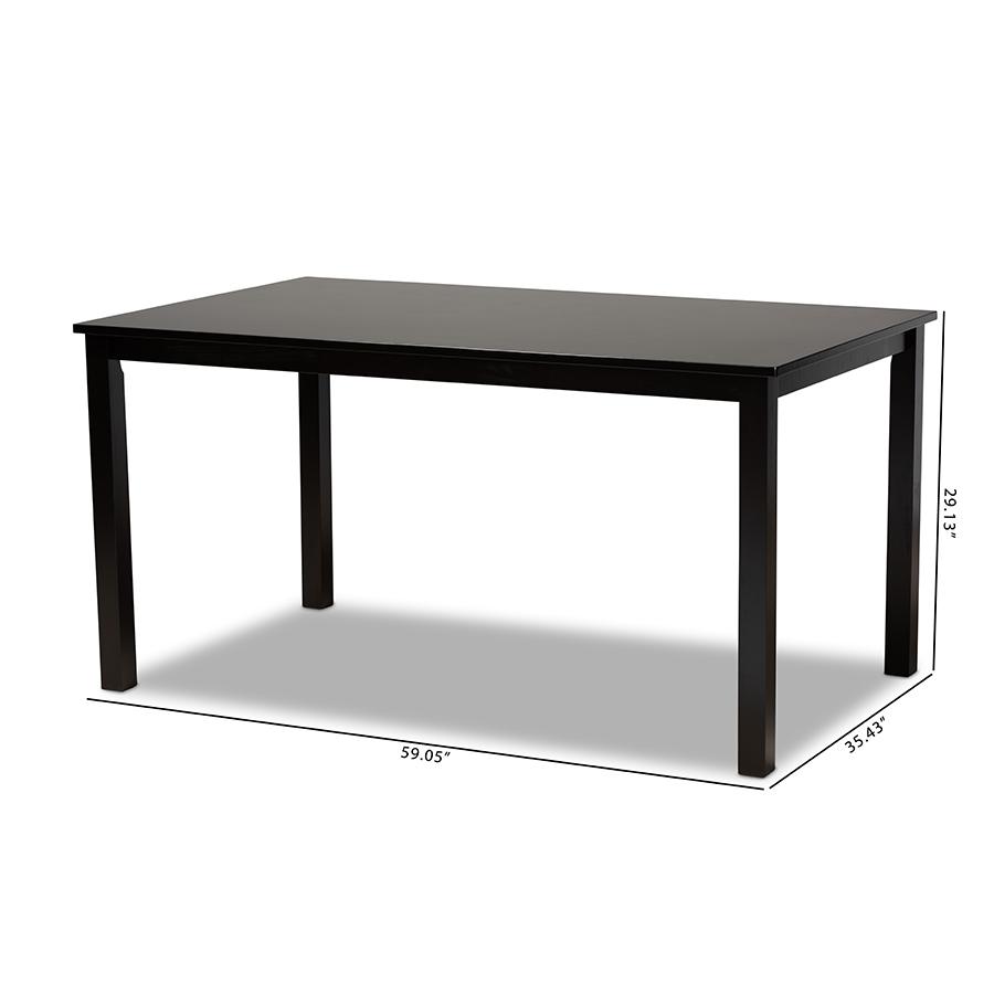 Eveline Modern and Contemporary Espresso Brown Finished Rectangular Wood Dining Table. Picture 6