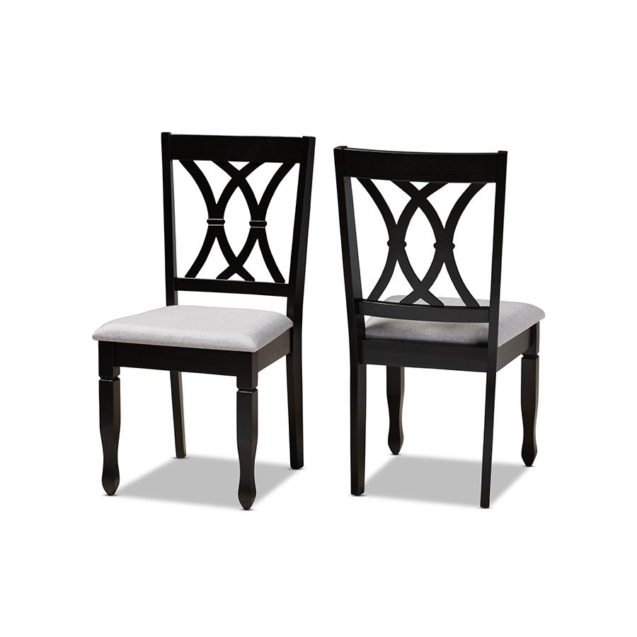Reneau Modern and Contemporary Grey Fabric Upholstered Espresso Brown Finished Wood 2-Piece Dining Chair Set Set. The main picture.