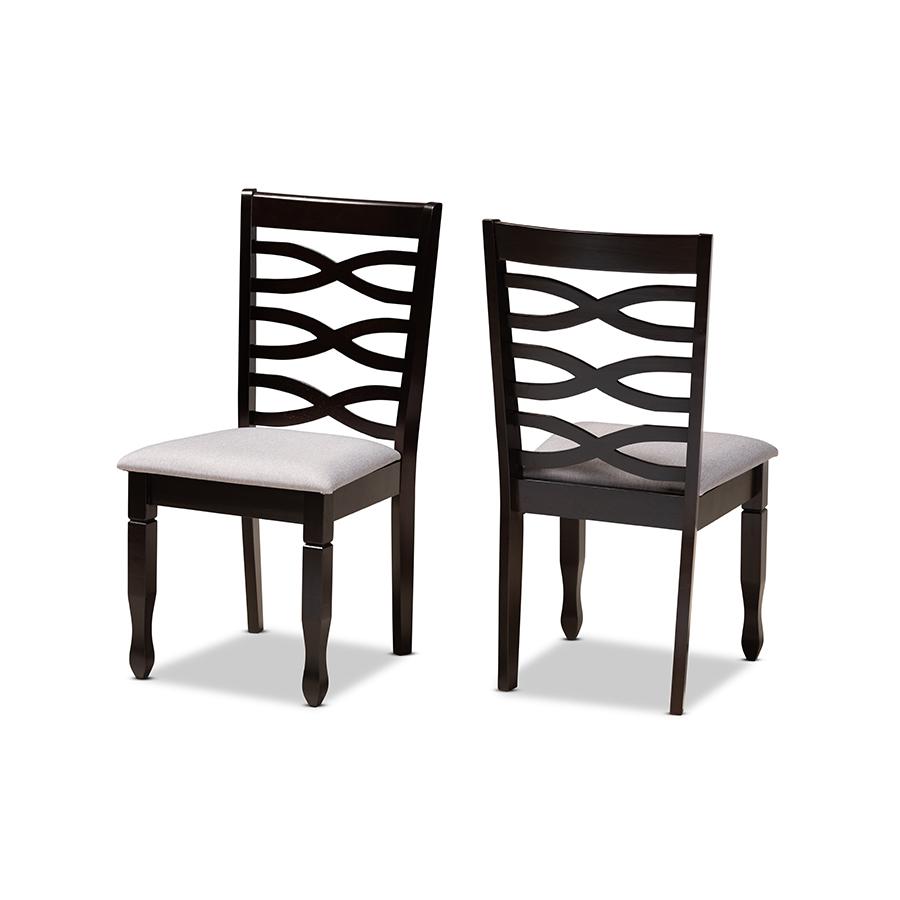 Lanier Modern and Contemporary Grey Fabric Upholstered Espresso Brown Finished Wood 2Piece Dining Chair Set. The main picture.